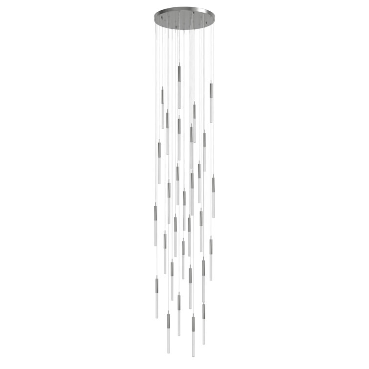 Boa 31-Light Polished Nickel Glass Cluster Pendant