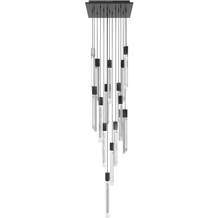 Alpine Elegance 15-Light Brass & Glass LED Chandelier