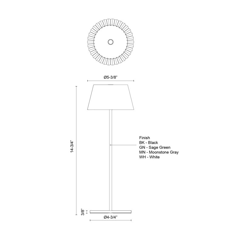 White Adjustable Cordless LED Table Lamp with Pleated Shade