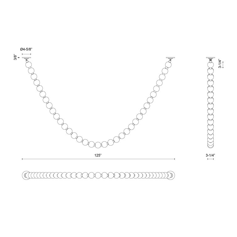 Akoya 125" Chrome LED Beaded Pendant Light