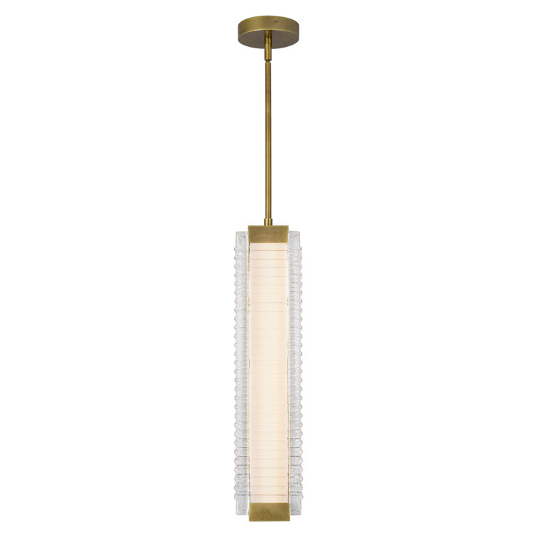 Alai Ribbed Glass and Brass LED Pendant Light