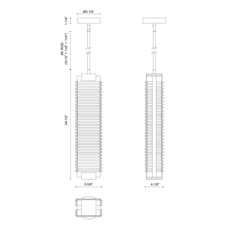 Urban Bronze Ribbed Glass LED Pendant Light