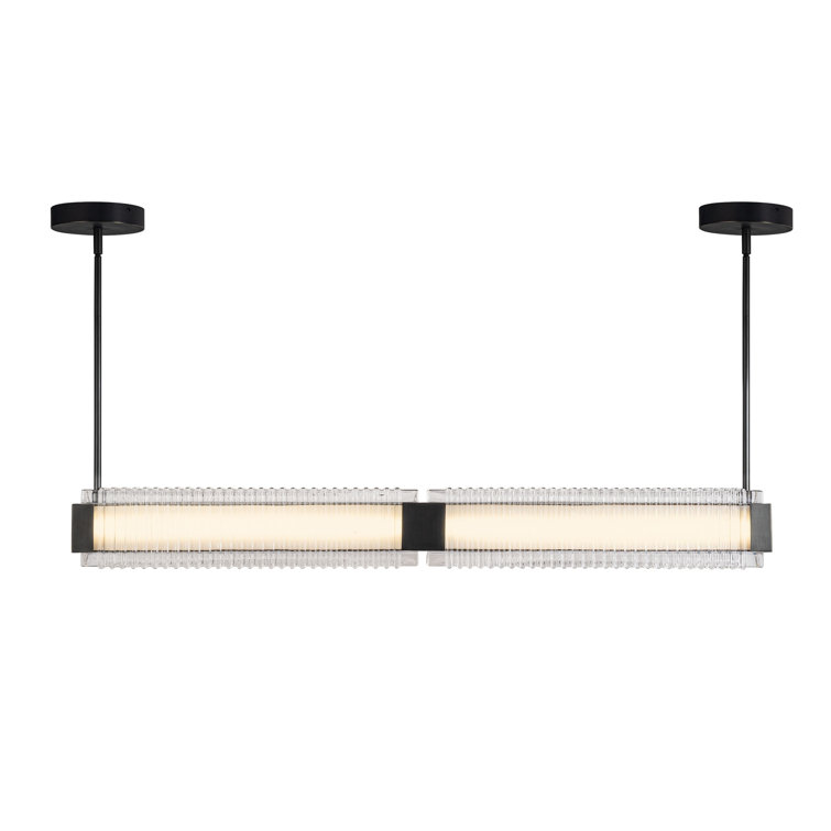 Urban Bronze Ribbed Glass LED Linear Pendant Light