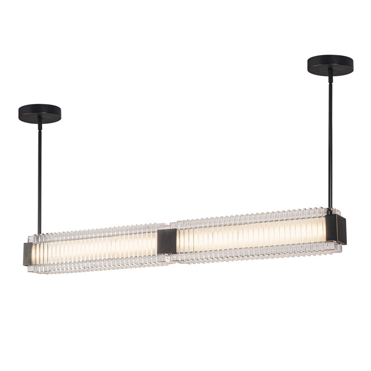 Urban Bronze Ribbed Glass LED Linear Pendant Light