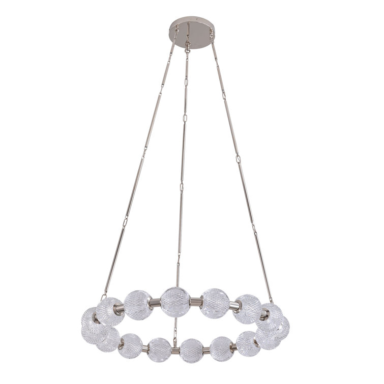 Polished Nickel Beaded 32-Inch LED Chandelier
