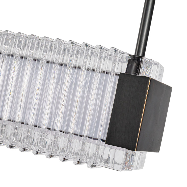 Urban Bronze Ribbed Glass LED Linear Pendant Light
