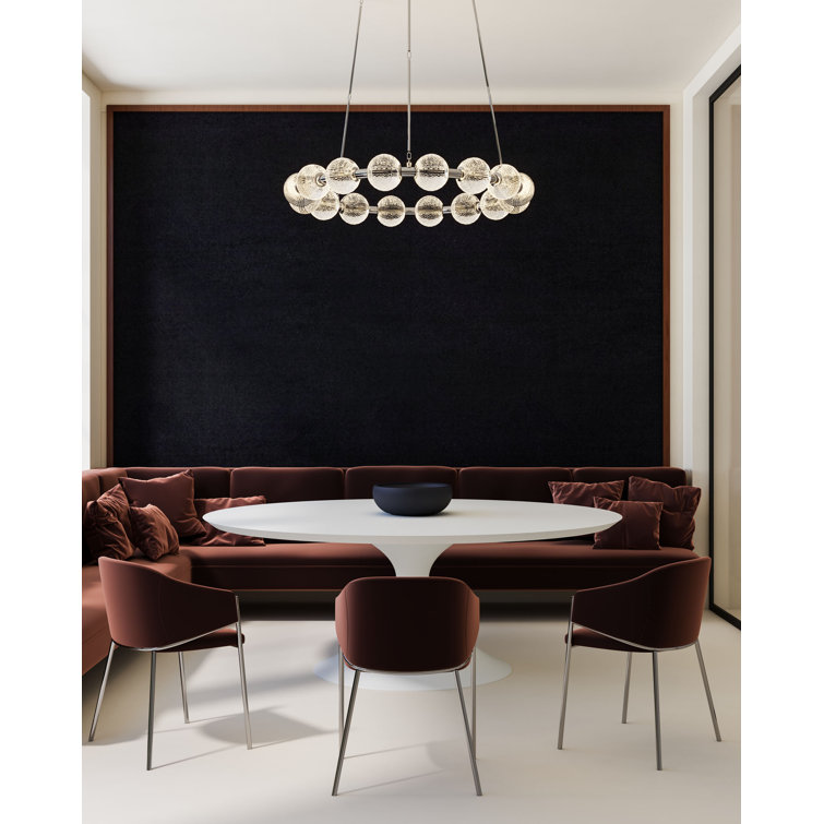 Polished Nickel Beaded 32-Inch LED Chandelier