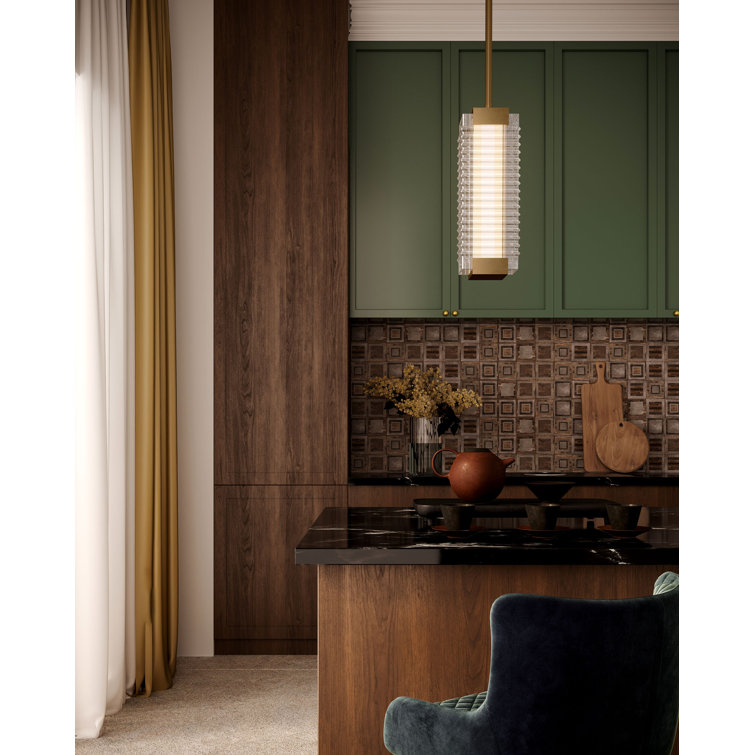 Urban Bronze Ribbed Glass LED Pendant Light