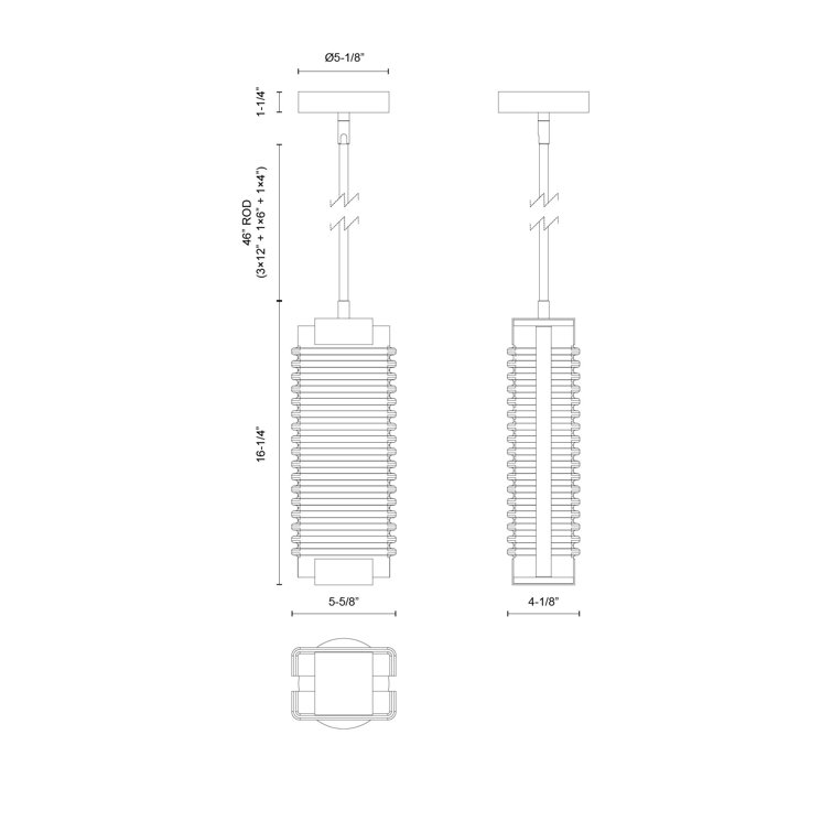 Urban Bronze Ribbed Glass LED Pendant Light