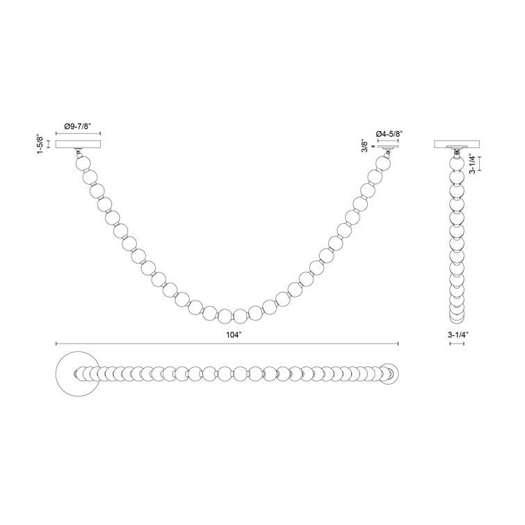Akoya 104" Chrome LED Beaded Pendant Light