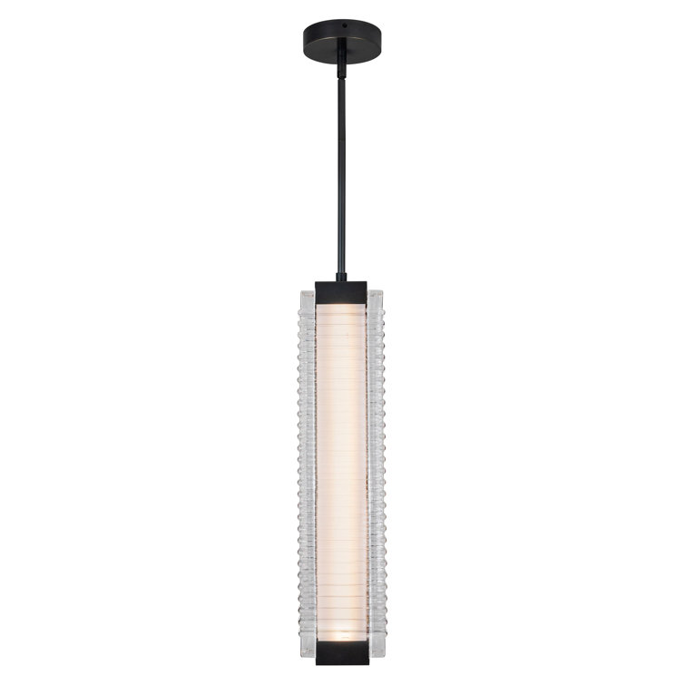 Urban Bronze Ribbed Glass LED Pendant Light