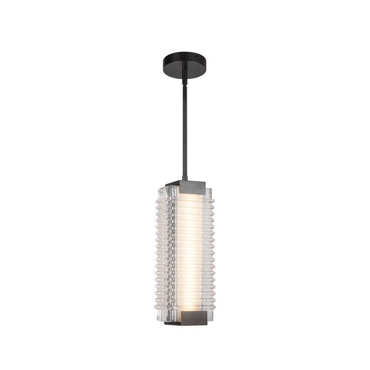 Urban Bronze Ribbed Glass LED Pendant Light