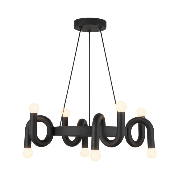 Sadie Matte Black Aluminum Steel 8-Light Chandelier