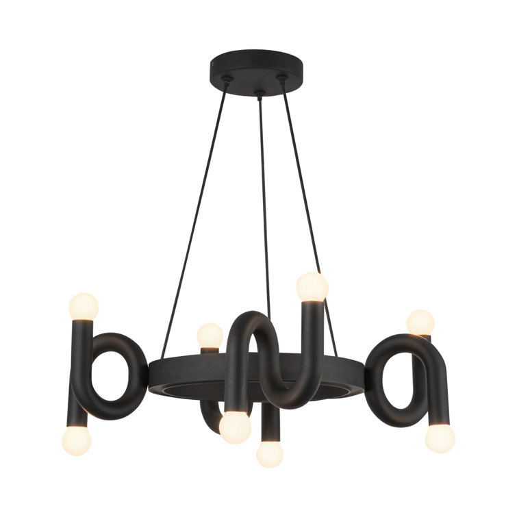 Sadie Matte Black Aluminum Steel 8-Light Chandelier
