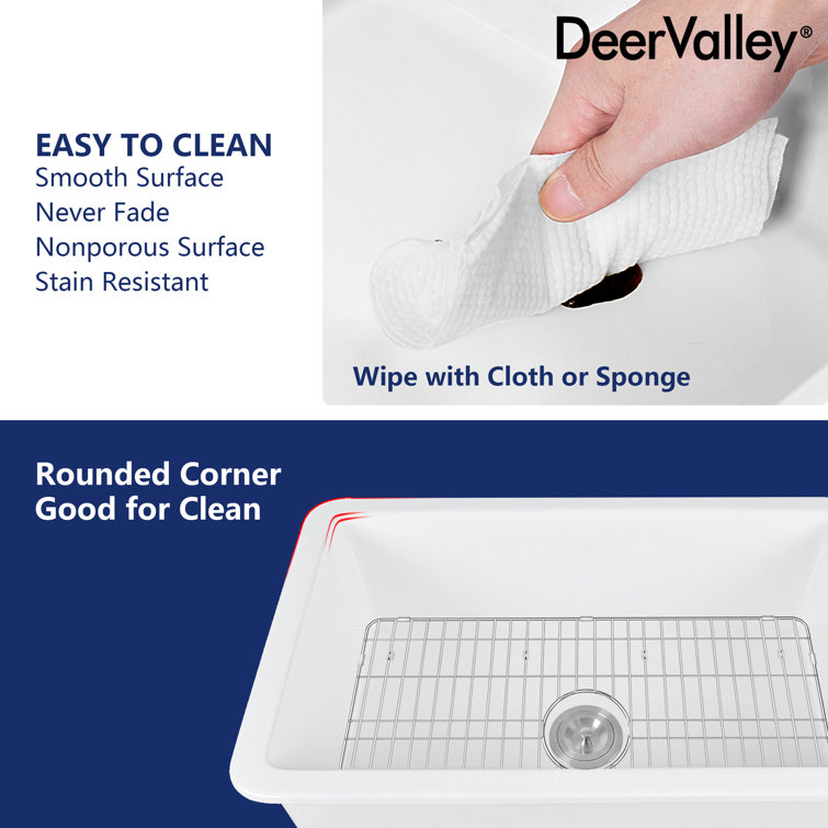 White Fireclay 32" Single Bowl Undermount Kitchen Sink