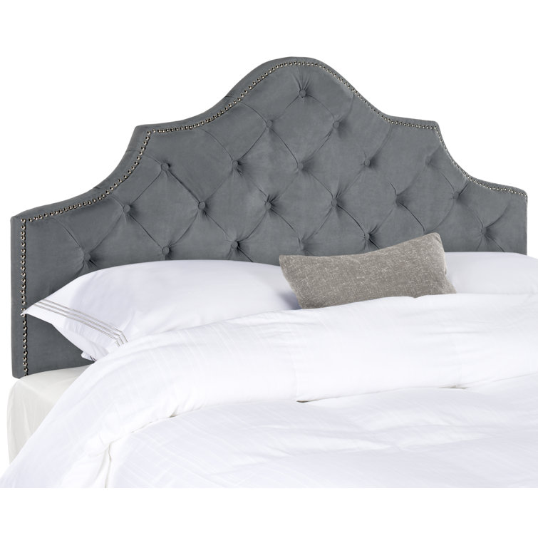 Seafoam Velvet Tufted Queen Headboard with Nailhead Trim