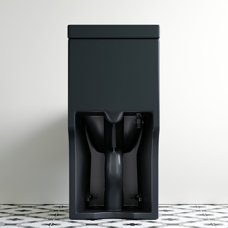 Matte Black Compact Dual Flush Round Toilet with Soft Close Seat