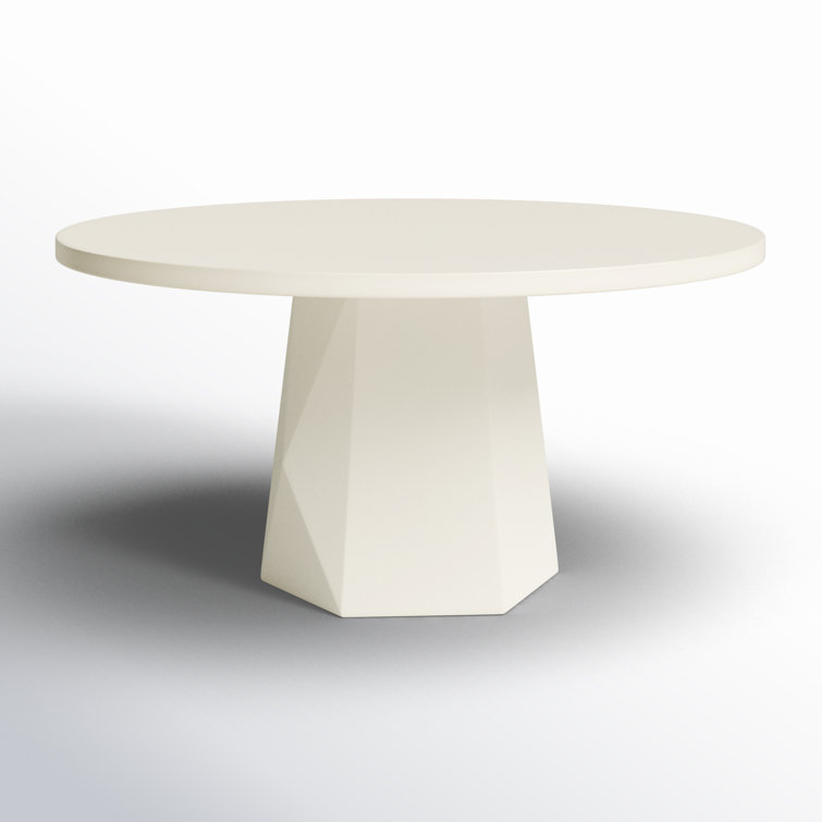 White Concrete 60'' Round Outdoor Dining Table