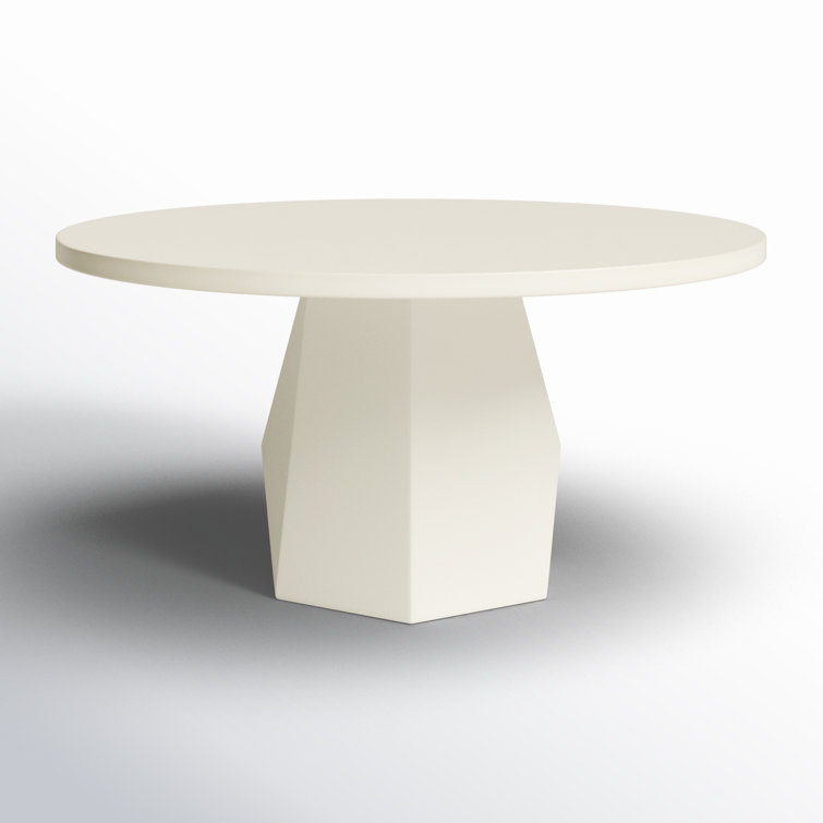 White Concrete 60'' Round Outdoor Dining Table
