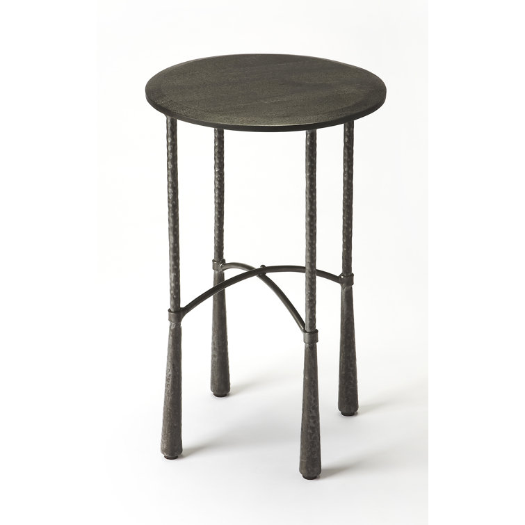 Rustic Iron and Wood Round Accent Table