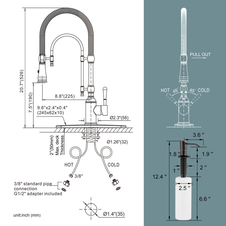 Oil-Rubbed Bronze High-Arc Kitchen Faucet with Pull-out Spray