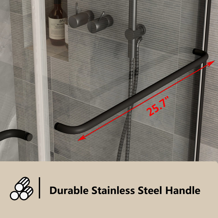Matte Black 60" x 70" Frameless Sliding Glass Shower Door
