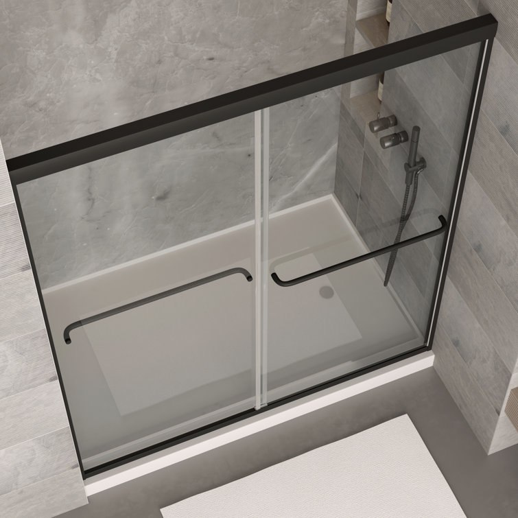 Matte Black 60" x 70" Frameless Sliding Glass Shower Door