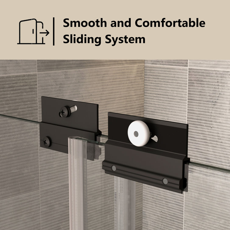 Matte Black 60" x 70" Frameless Sliding Glass Shower Door