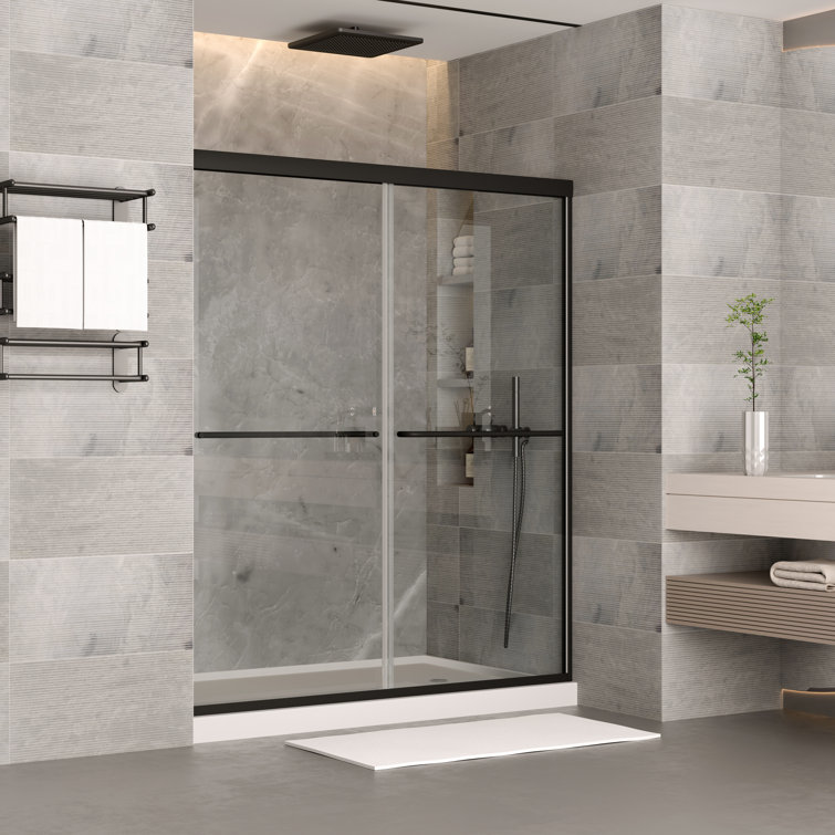 Matte Black 60" x 70" Frameless Sliding Glass Shower Door