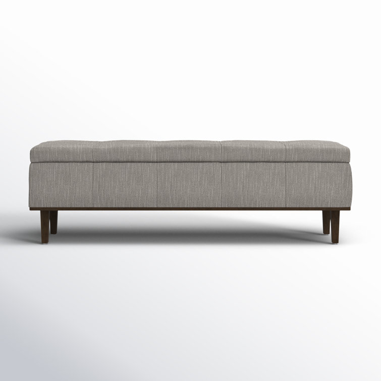 Elegant Dark Gray Tufted Storage Bench with Wood Frame