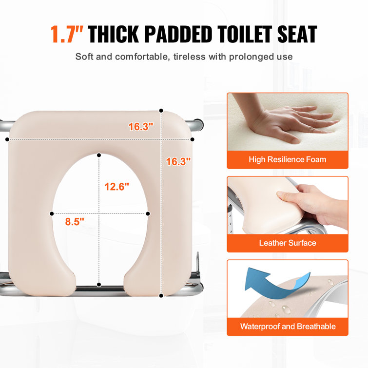 Adjustable Height White Steel Bedside Commode Chair