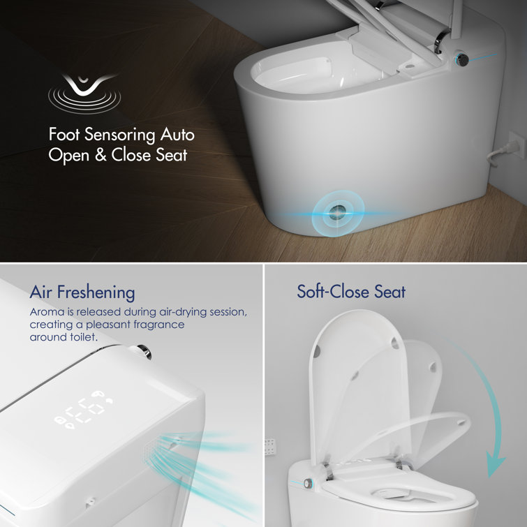 White Elongated Smart Bidet Toilet with Heated Seat and Night Light