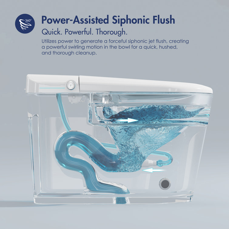 White Elongated Smart Bidet Toilet with Heated Seat and Night Light