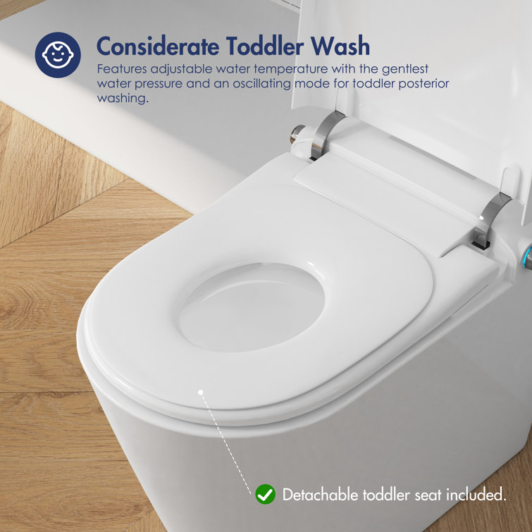 White Elongated Smart Bidet Toilet with Heated Seat and Night Light