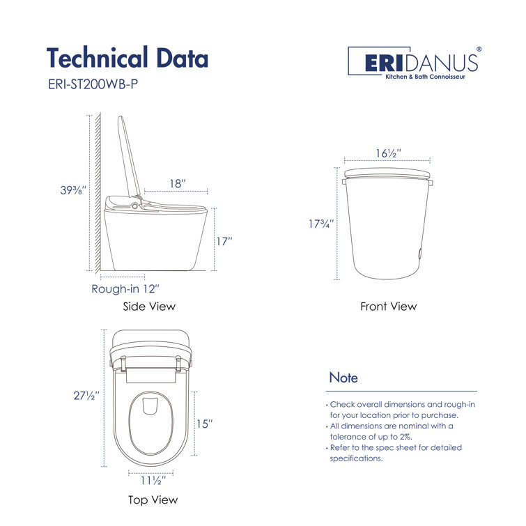 Elongated White and Black Smart Bidet Toilet with Heated Seat