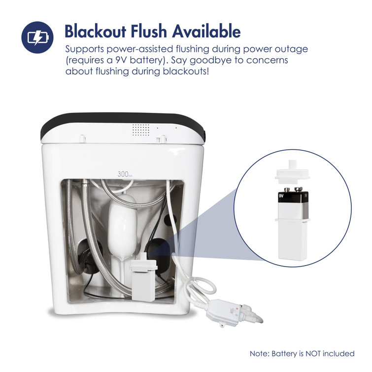 Elongated White and Black Smart Bidet Toilet with Heated Seat