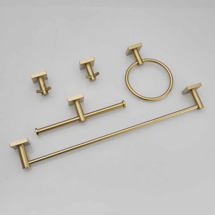 Brushed Gold 5-Piece Stainless Steel Bathroom Hardware Set