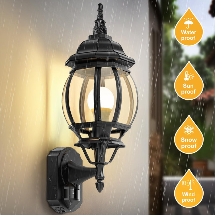 18" Black Aluminum Motion Sensor Outdoor Wall Light