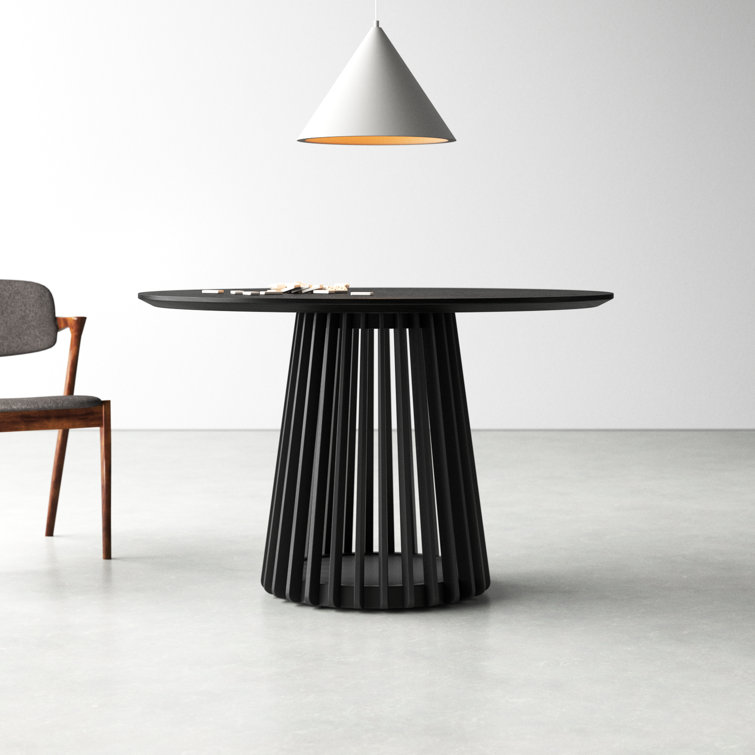 Dix 47'' Black Round MDF Pedestal Dining Table