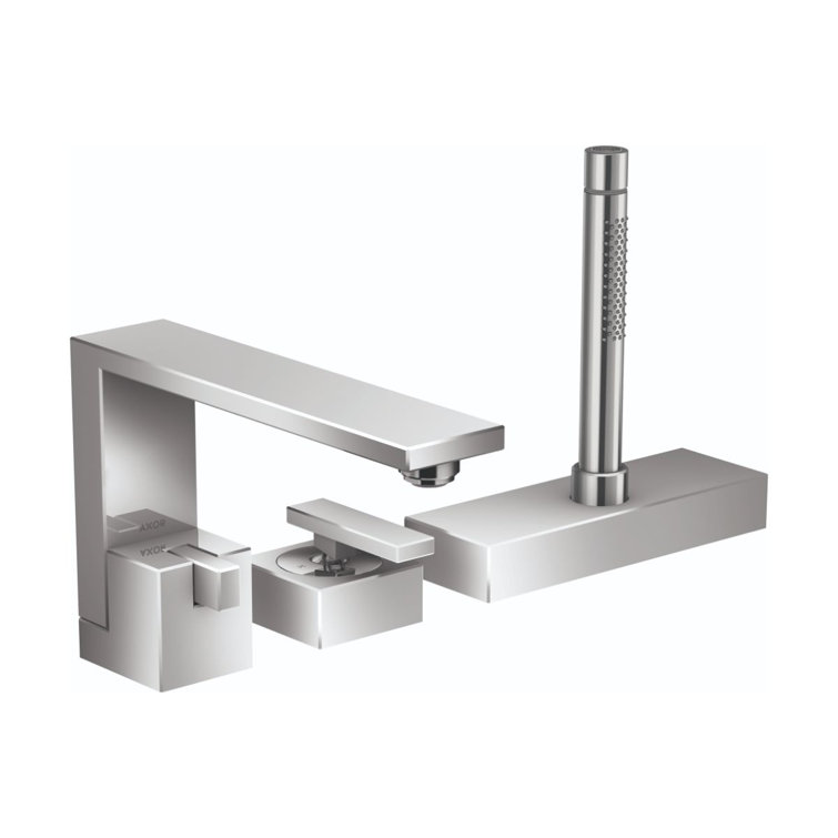 Modern Black Brass Widespread Deck Mounted Faucet
