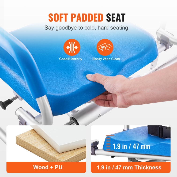 Blue Adjustable Plastic Sliding Tub Transfer Bench with Safety Belt
