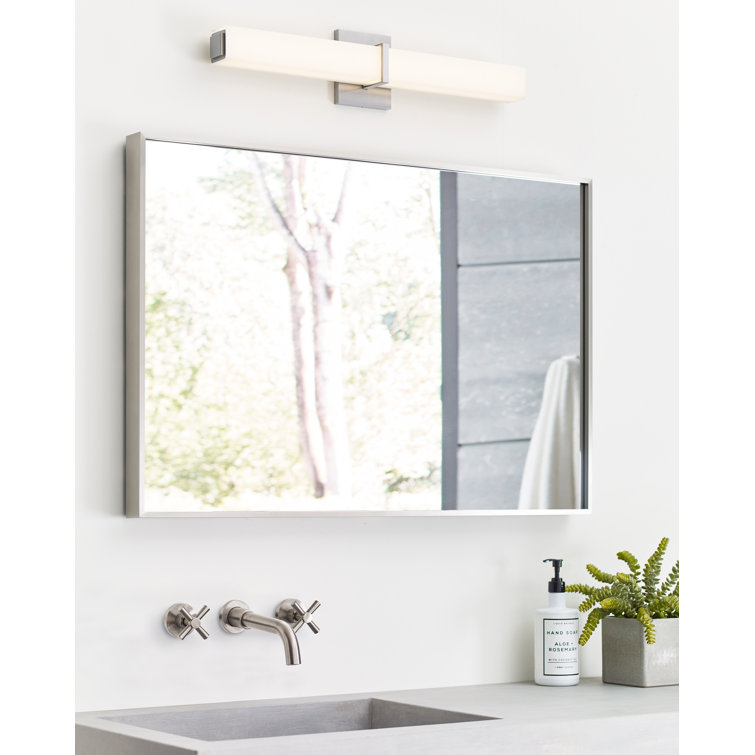 Chrome White Glass Rectangular Dimmable Bath Bar Light