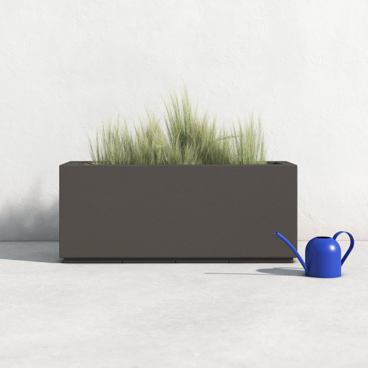 Slate Gray Tall Lightweight Outdoor Polymer Planter Box