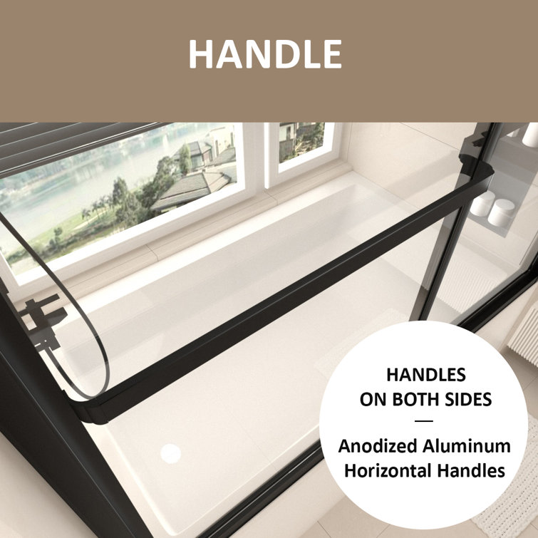 Matte Black Sliding Tub Door with Clear Tempered Glass