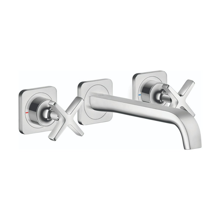 Chrome Wall-Mounted Modern Widespread Bathroom Faucet