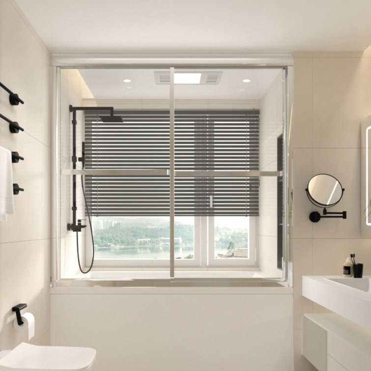 59'' Chrome Framed Sliding Tub Door with Clear Glass