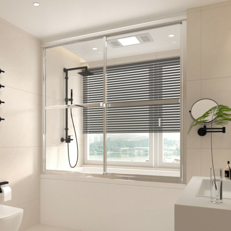 59'' Chrome Framed Sliding Tub Door with Clear Glass