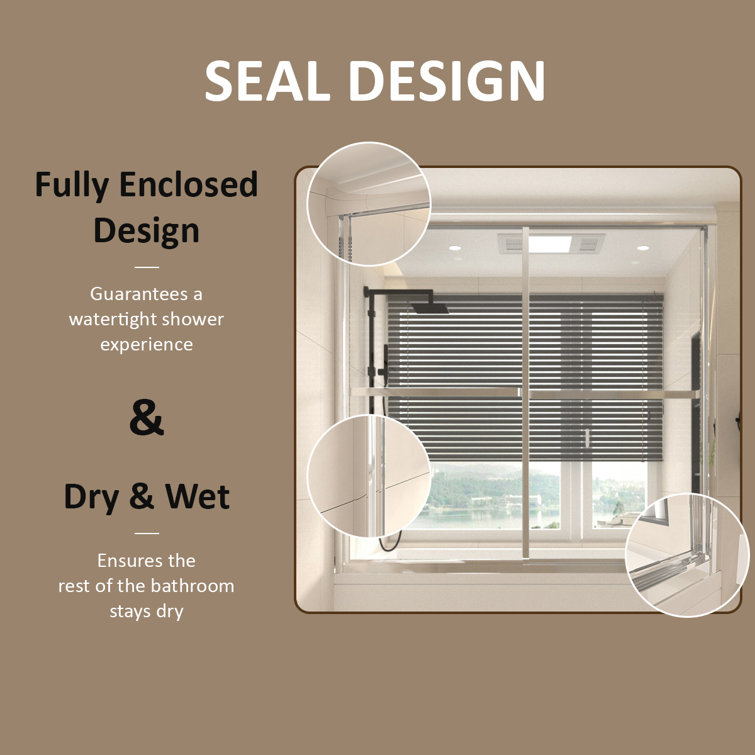 59'' Chrome Framed Sliding Tub Door with Clear Glass