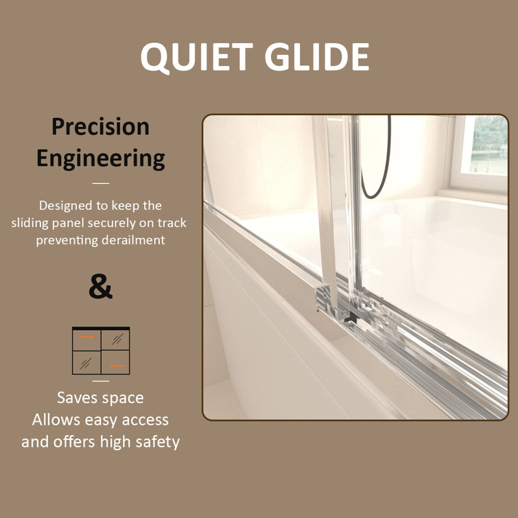 59'' Chrome Framed Sliding Tub Door with Clear Glass
