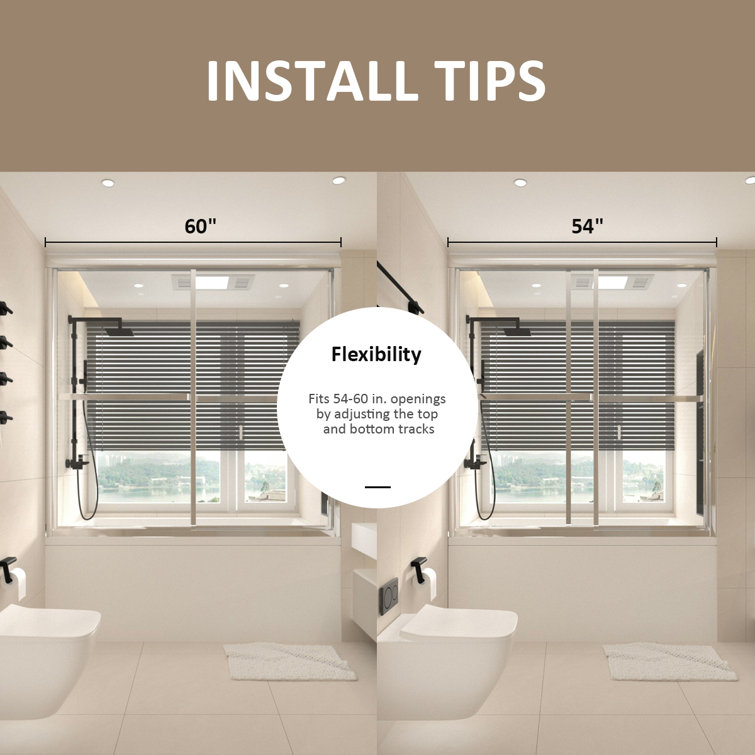 59'' Chrome Framed Sliding Tub Door with Clear Glass